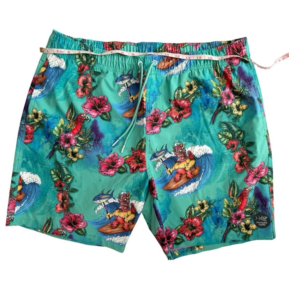 🌴 Psycho Tuna Tropical Swim Trunks – Men’s – Bright Surf Print 🌊 - Picture 5 of 6